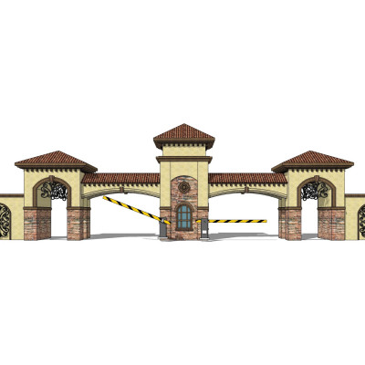 欧式小区门头su模型