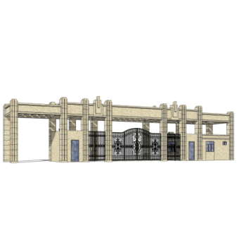 新古典小区门头su模型