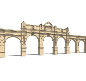 新古典小区门头su模型