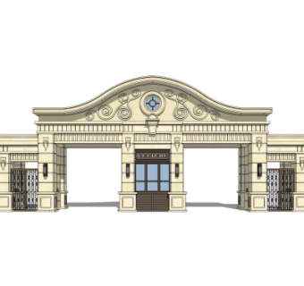 欧式古典小区门头su模型