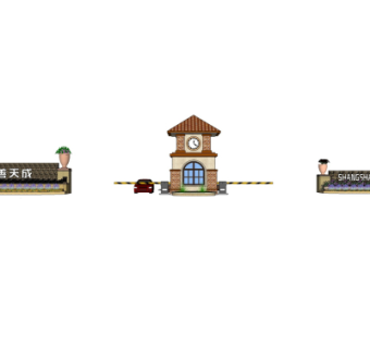 欧式小区门头su模型