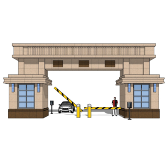 新古典小区门头su模型