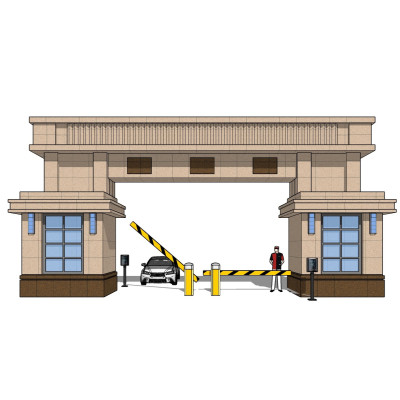 新古典小区门头su模型
