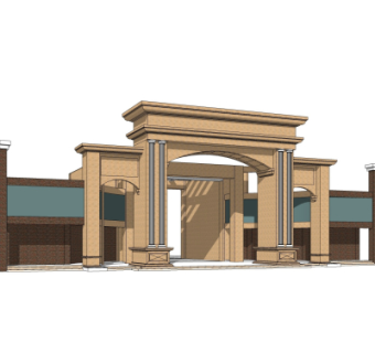 欧式小区门头su模型