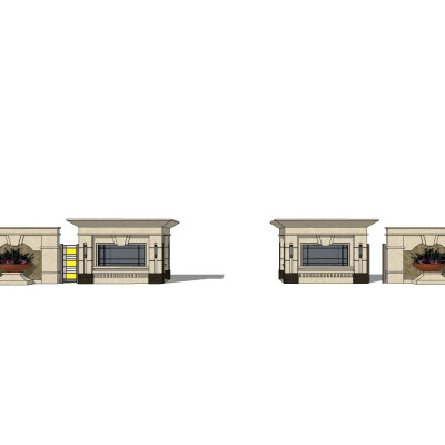 新古典小区门头su模型