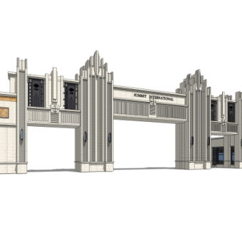 新古典小区门头su模型