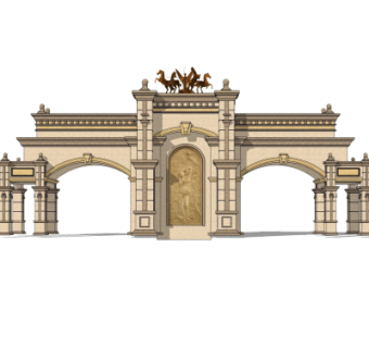 欧式古典小区门头su模型