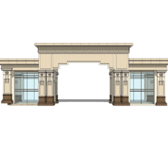 新古典小区门头su模型