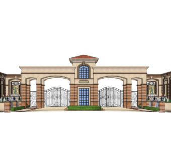欧式小区门头su模型