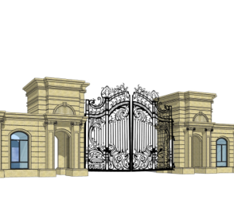 欧式古典小区门头su模型