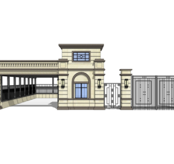 欧式小区门头su模型