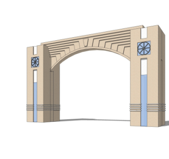 新古典小区门头su模型
