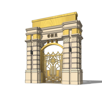 新古典小区门头su模型