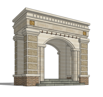 新古典小区门头su模型