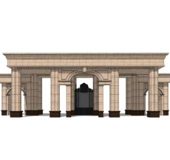 新古典小区门头su模型