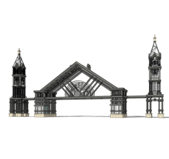 欧式古典小区门头su模型