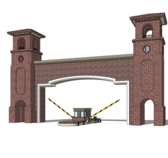 欧式小区门头su模型