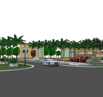 欧式小区门头su模型