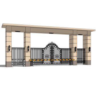 新古典小区门头su模型