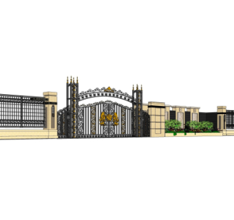 欧式小区门头su模型