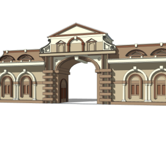 欧式小区门头su模型