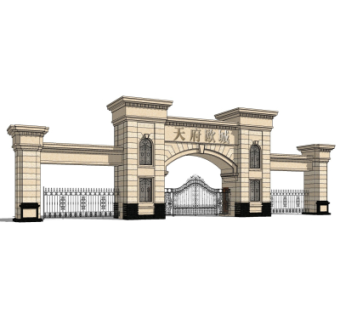 新古典小区门头su模型