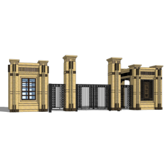 新古典小区门头su模型