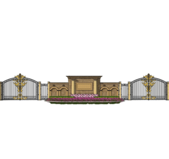 欧式小区门头su模型