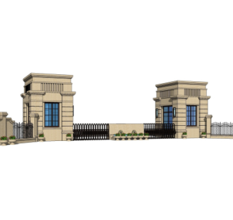 新古典小区门头su模型