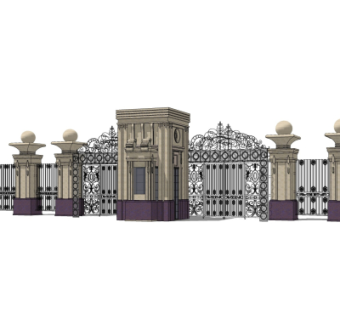 新古典小区门头su模型