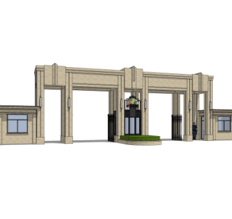 新古典小区门头su模型