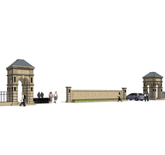 欧式古典小区门头su模型