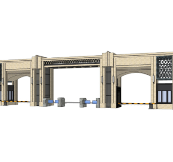 新古典小区门头su模型