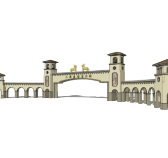 欧式小区门头su模型