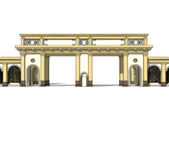 欧式古典小区门头su模型