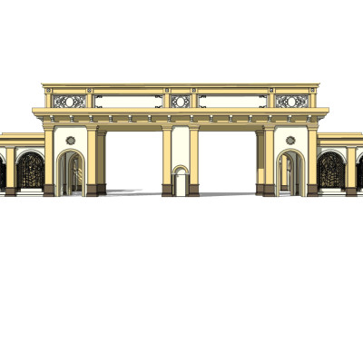 欧式古典小区门头su模型