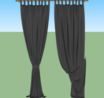 现代窗帘su模型