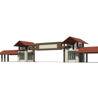 欧式小区门头su模型