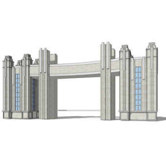 新古典小区门头su模型