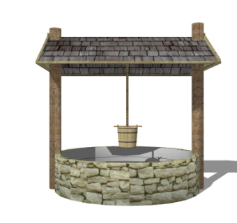 中式水井su模型