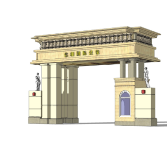 新古典小区门头su模型