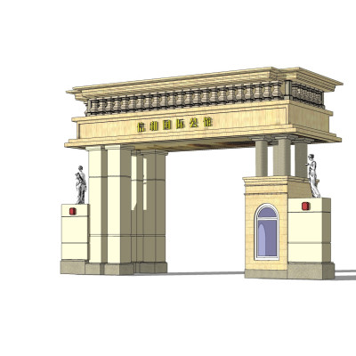 新古典小区门头su模型