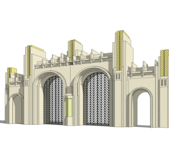 新古典小区门头su模型