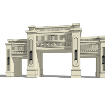 新古典小区门头su模型