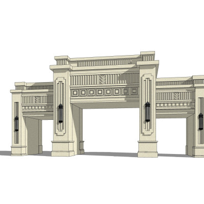 新古典小区门头su模型