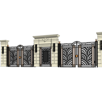 新古典小区门头su模型