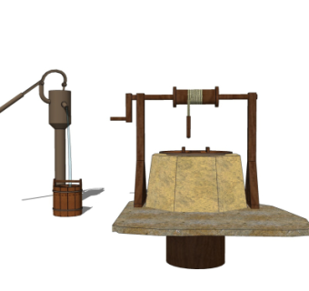 中式水井su模型