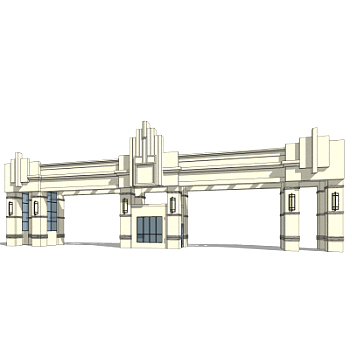 新古典小区门头su模型