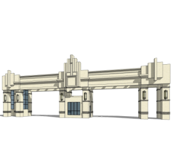 新古典小区门头su模型
