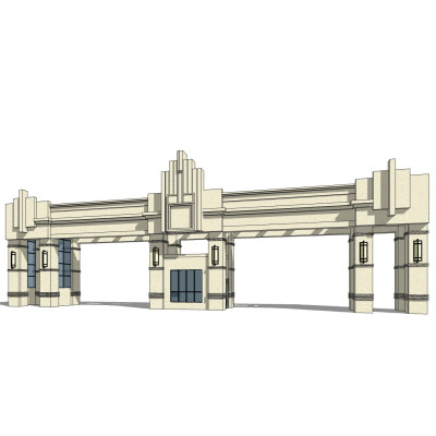 新古典小区门头su模型